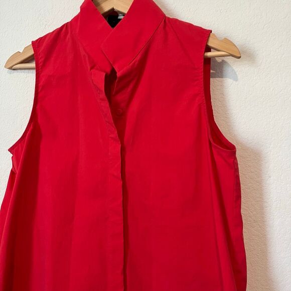 Tuckernuck Red Sleeveless Charlie Button Up Mini Shirt Dress Women's Size Small - Picture 3 of 6